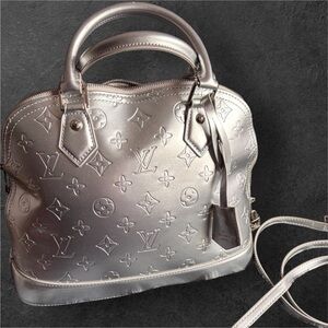 Silver Monogram Leather Alma Bag - Medium Sized